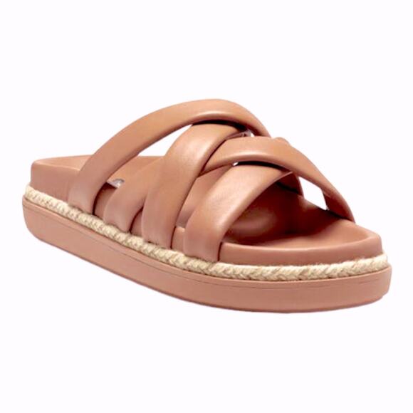 Vince Camuto Beige Chevelle Jute Wrapped Arch Support Leather Platform Sandals - Picture 1 of 8